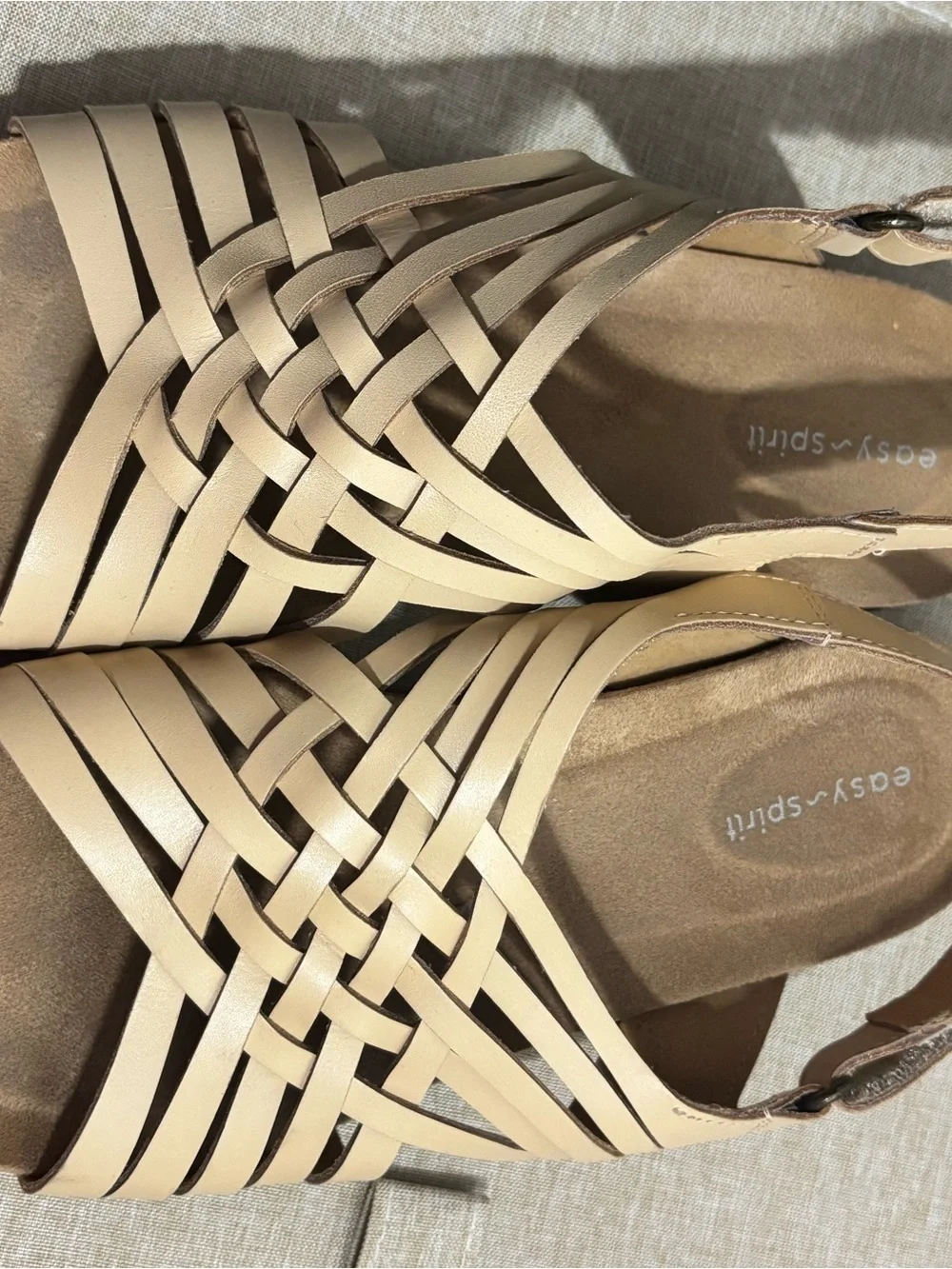Easy Spirit Beige Woven Slip-On Flats - Picture 2 of 5